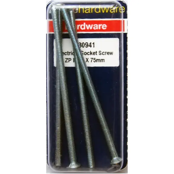BLK0079 Home Hardware Electrical Socket Screw BZP M3.5 x 75mm pack of 4