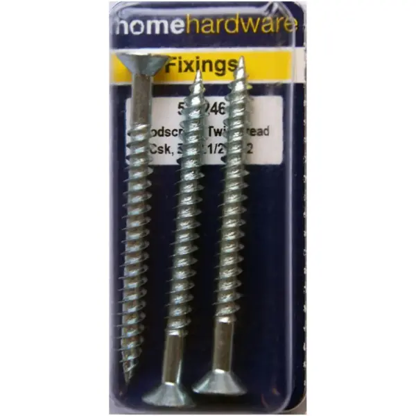 Hardened Pozi Twinthread CSK Woodscrews BZP 2.5" x 12 - Pack of 4