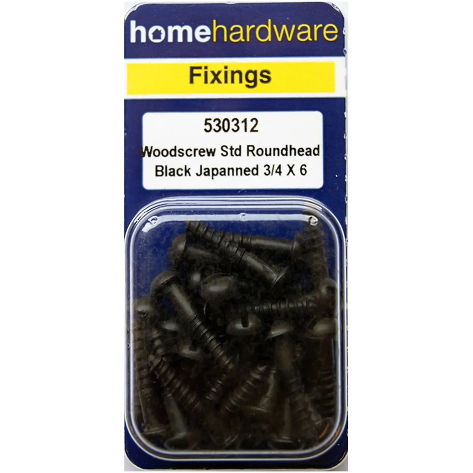 Home Hardware  Round Head Woodscrews Black Japanned 3/4" x 6 pack of 20