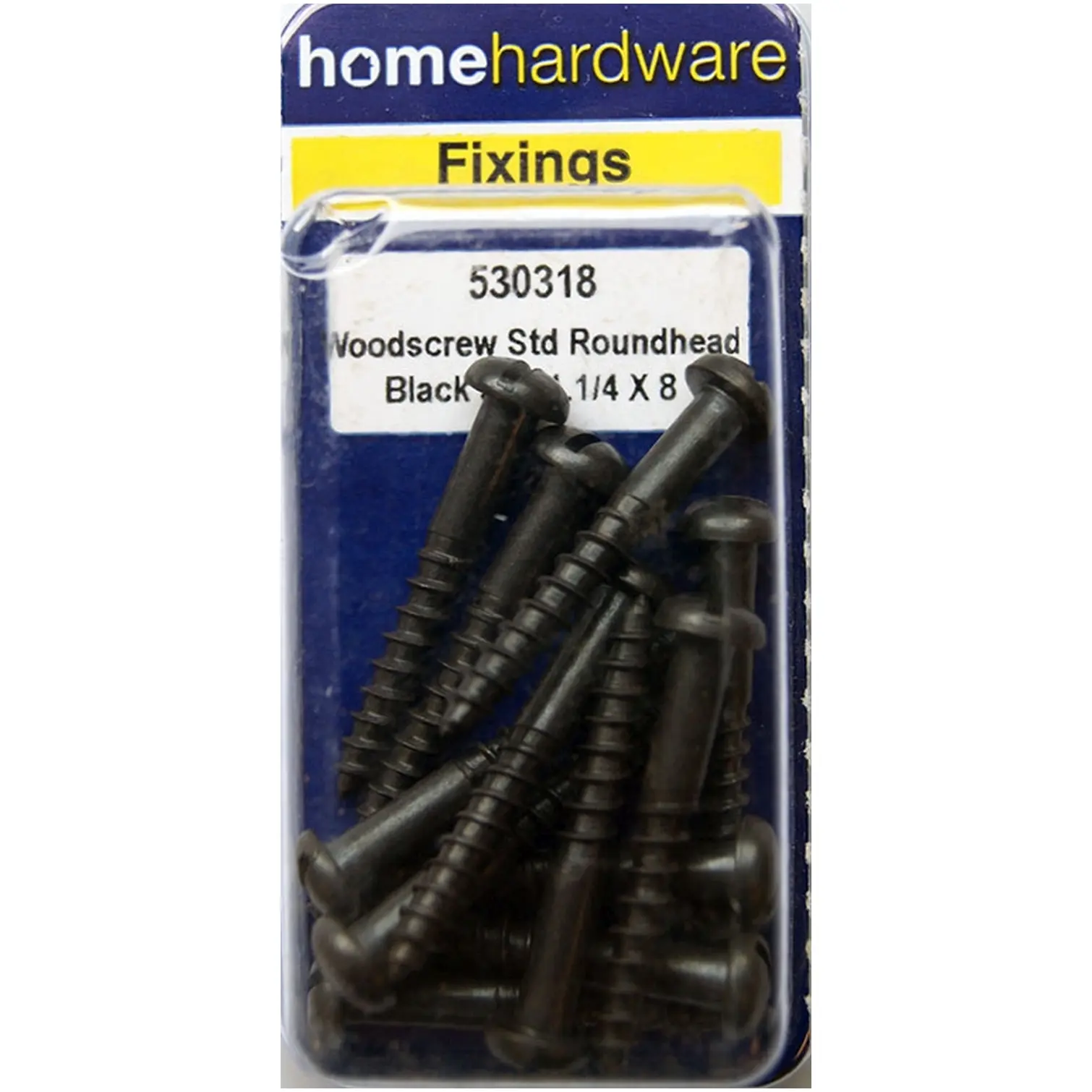 Home Hardware  Round Head Woodscrews Black Japanned 1 1/4" x 8 pack of 10