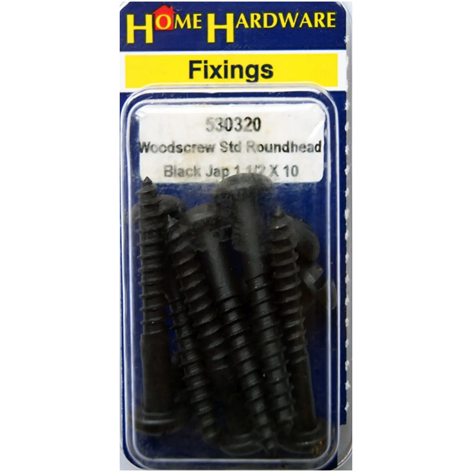 Home Hardware Round Head Woodscrews Black Japanned 1 1/2" x 10 pack of 6