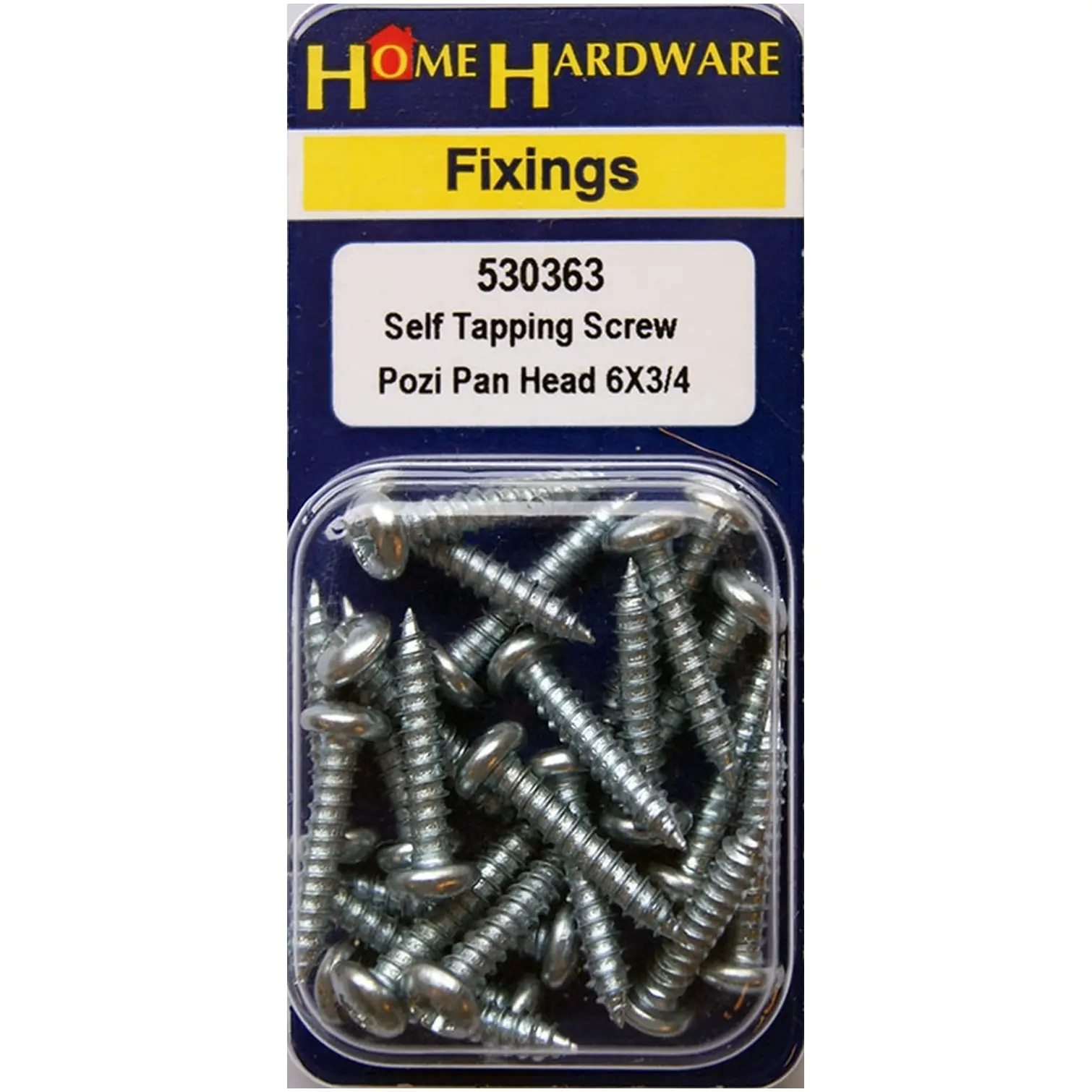 Home Hardware  Pozi Pan Head Self Tapping Screws BZP 3/4" x 6 pack of 19