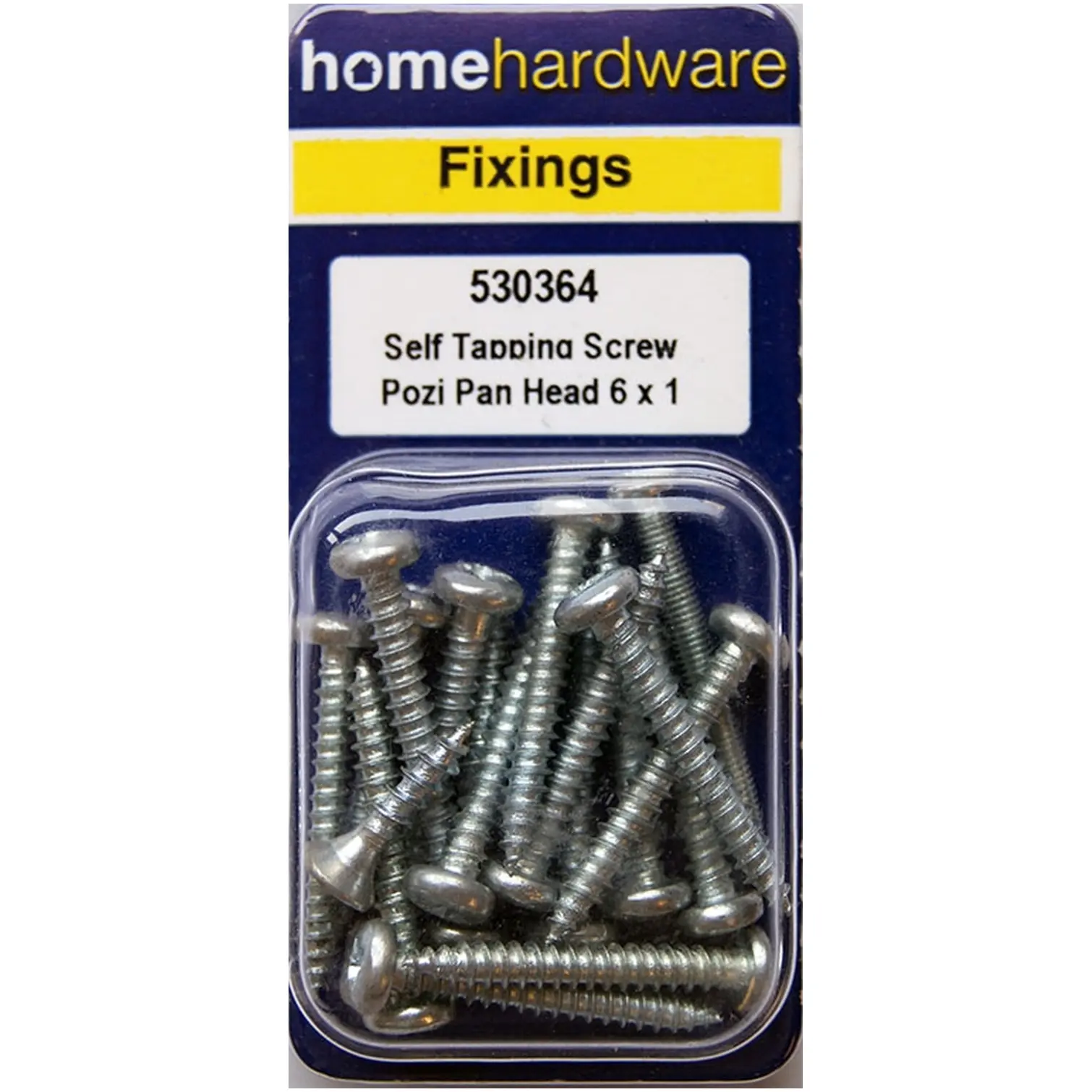 Home Hardware  Pozi Pan Head Self Tapping Screws BZP 1" x 6 pack of 17