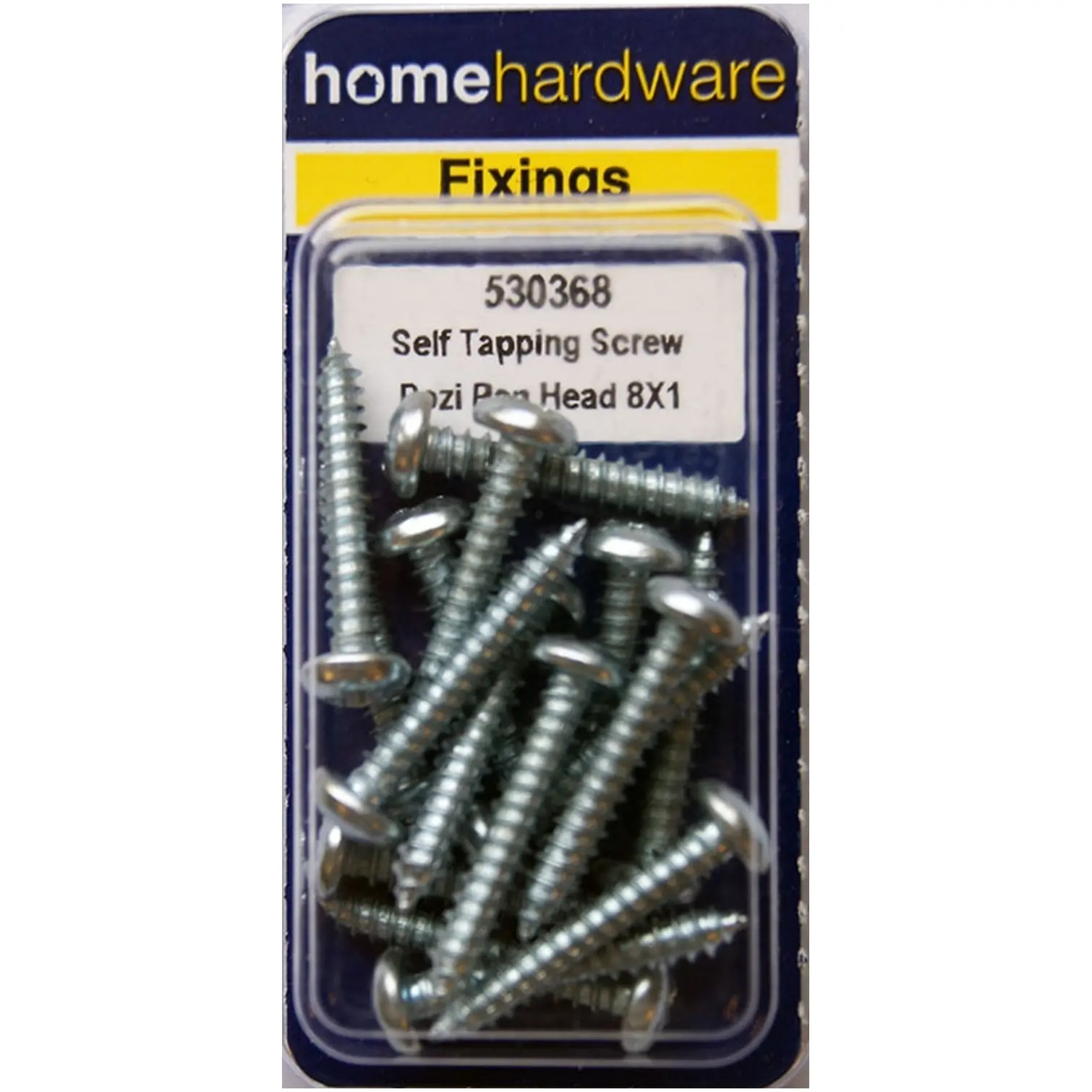 Home Hardware Pozi Pan Head Self Tapping Screws BZP 1" x 8 pack of 14