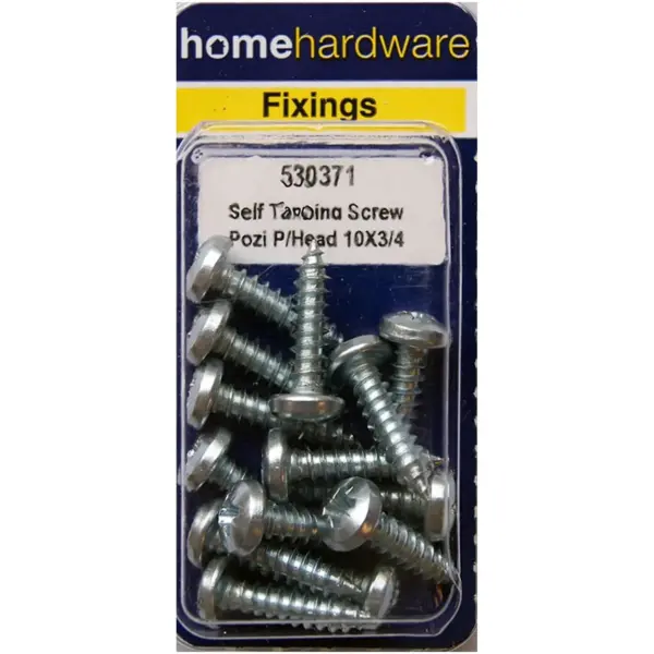 BLK0207 Home Hardware Pozi Pan Head Self Tapping Screws BZP 3/4" x 10 pack of 12