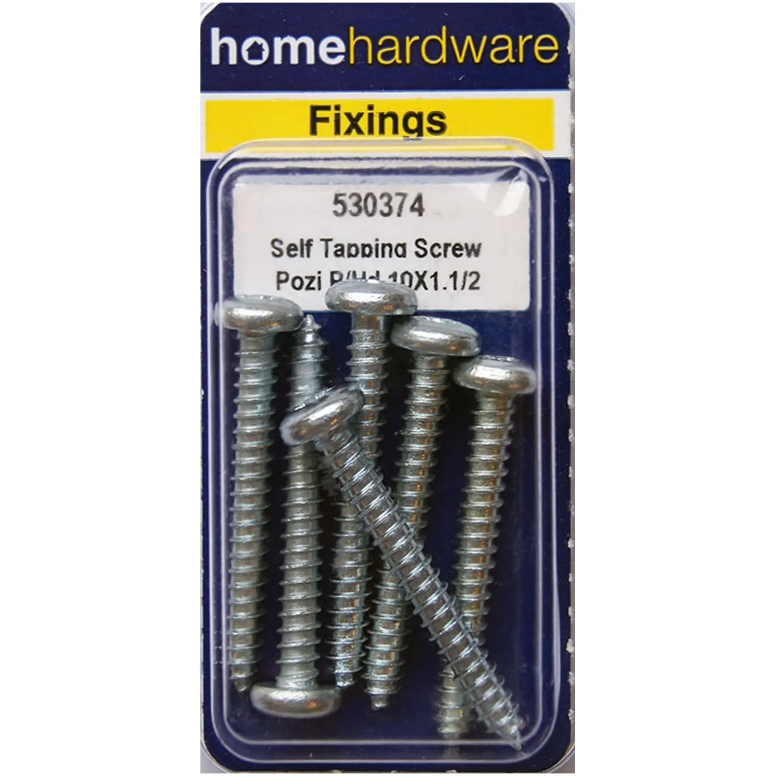 Home Hardware  Pozi Pan Head Self Tapping Screws BZP 1 1/2" x 10 pack of 6