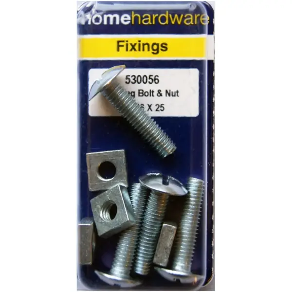 Home Hardware  Roofing Gutter Bolts & Nuts BZP M6x25 pack of 4