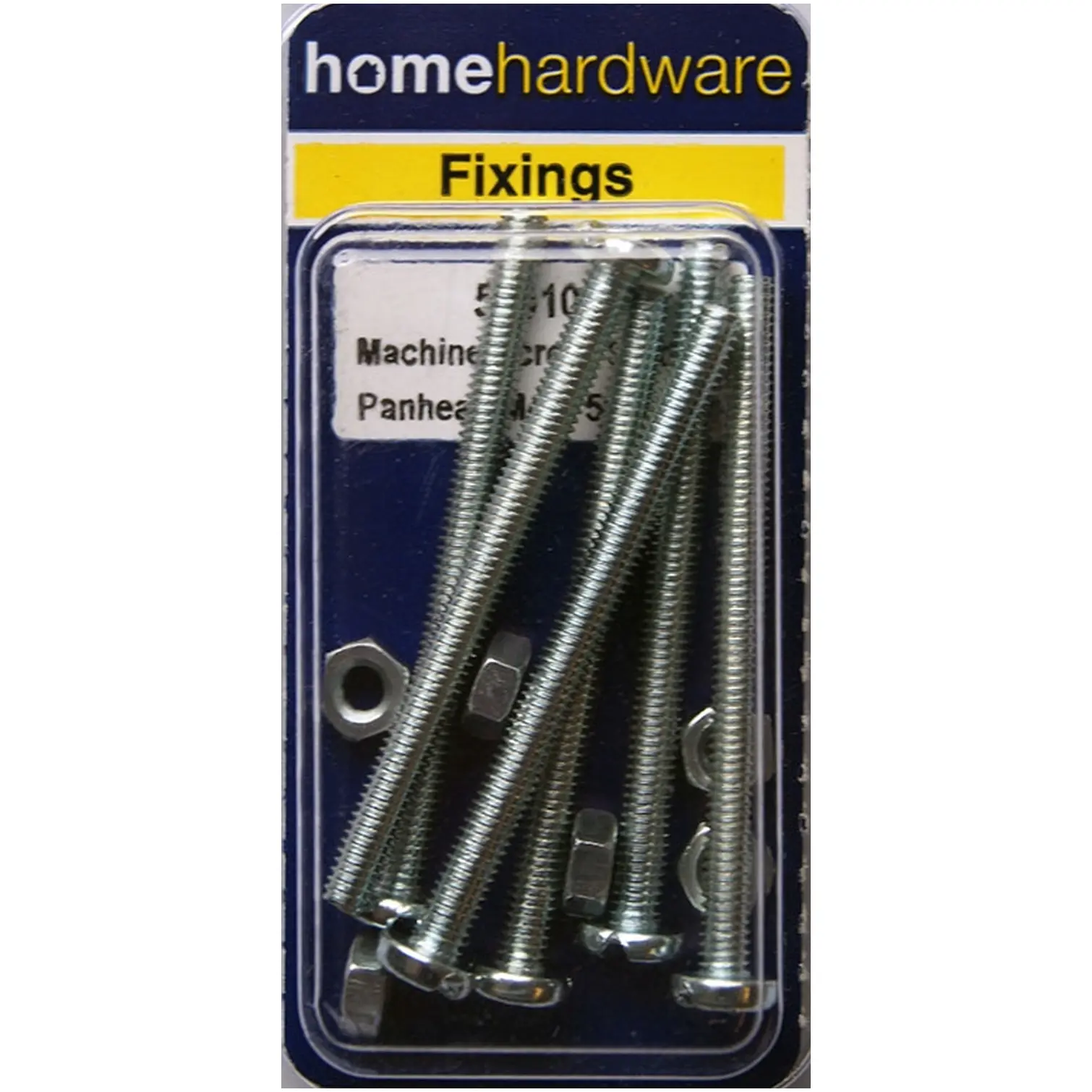 Home Hardware Slotted Panhead Machine Screws & Nuts BZP M4x50 pack of 5