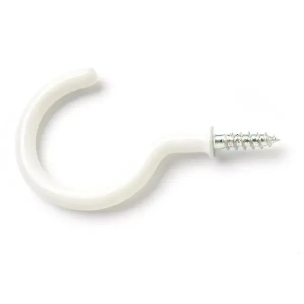 White Plastic Coated Cup Hooks 25mm - Pack of 5