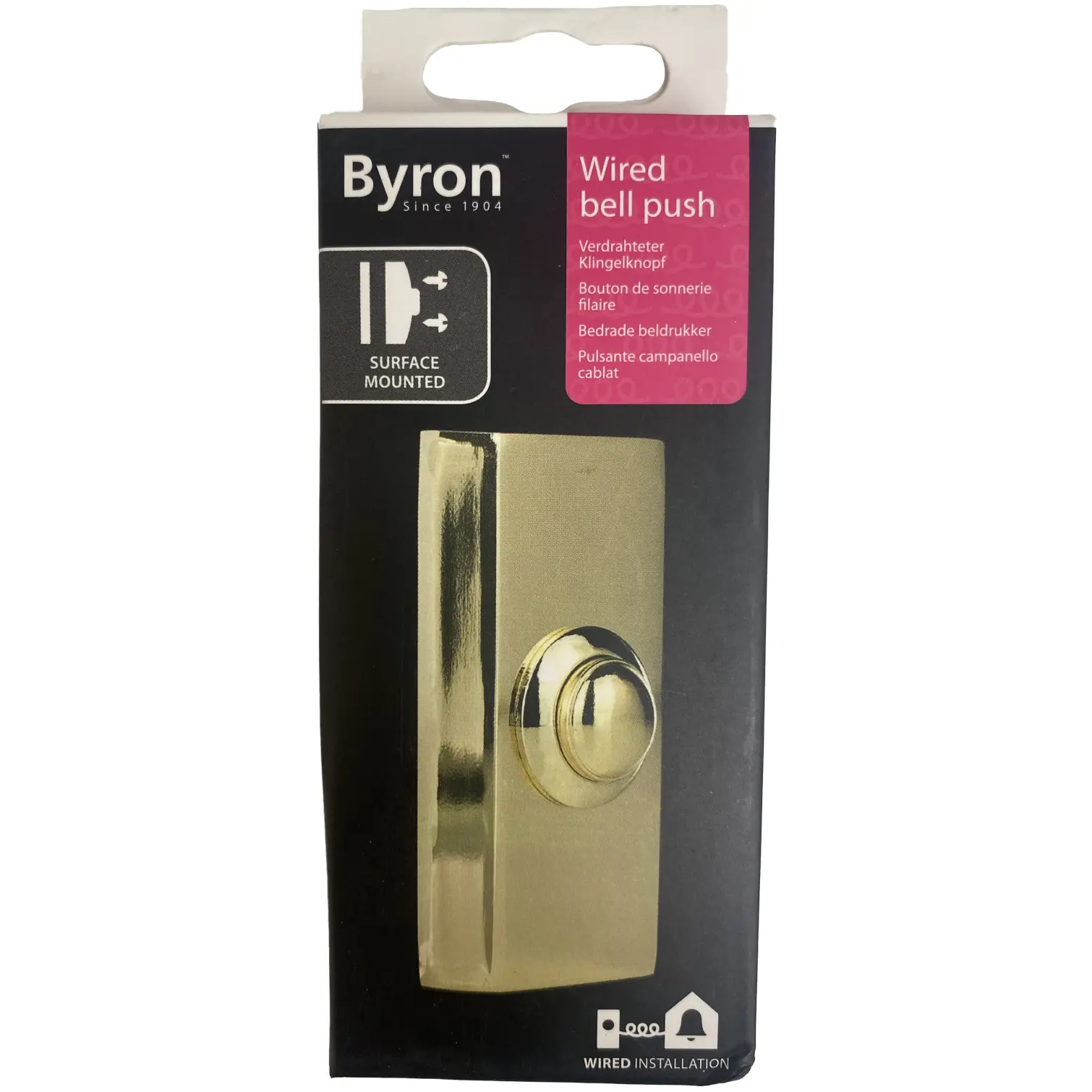 Byron Wired Bell Push Brass