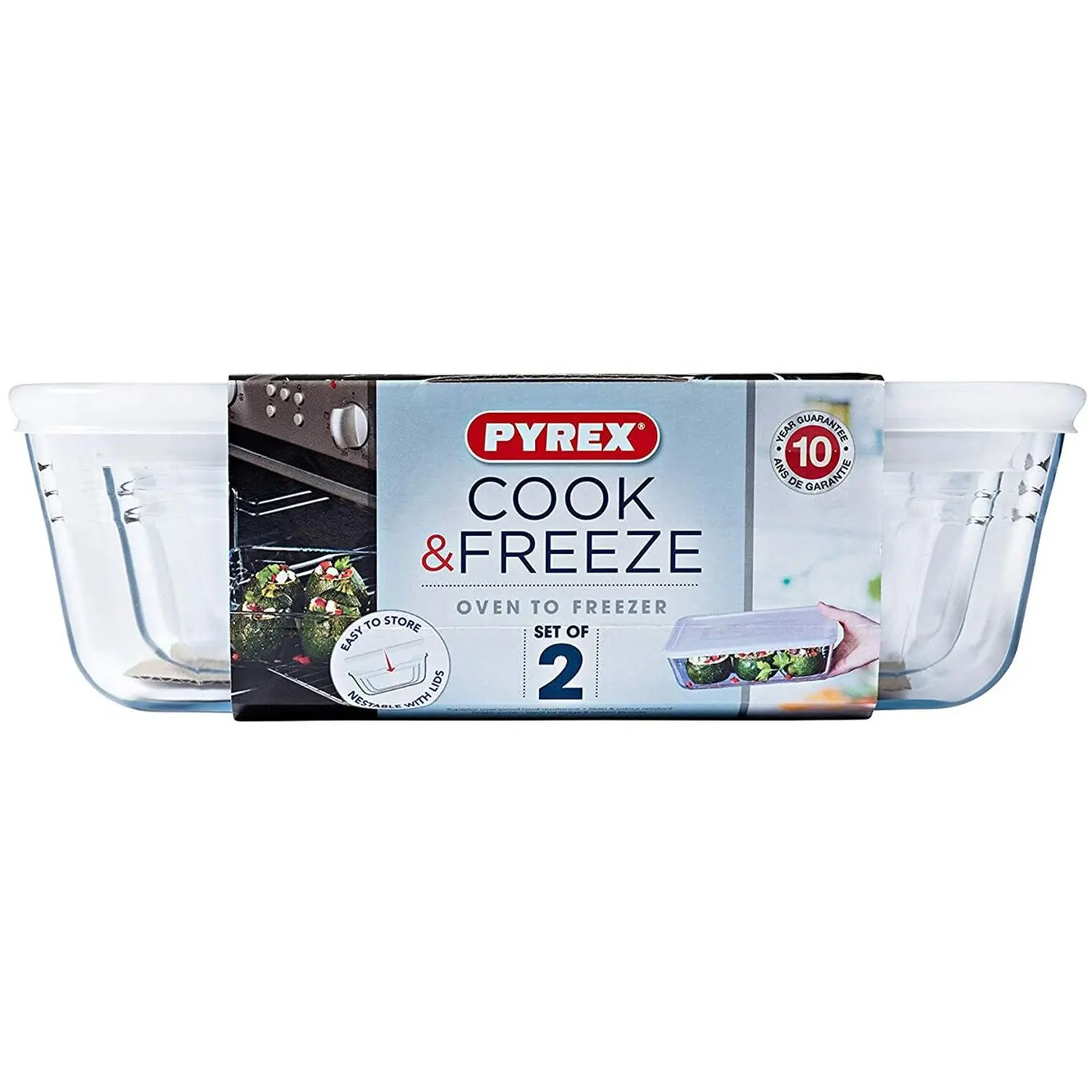 Pyrex Cook & Freeze Storage Set 2 Piece 1.5L 2.6L