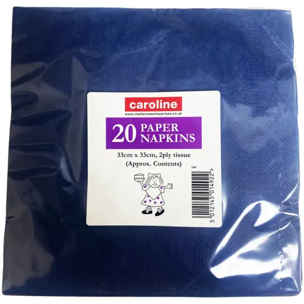 CPA0044 Caroline 20Pk of Dark Blue Napkins 2 Ply 33cm