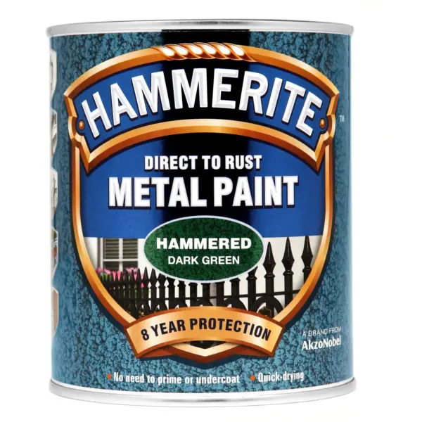Hammerite Direct to Rust Metal Paint Hammered Dark Green 750ml
