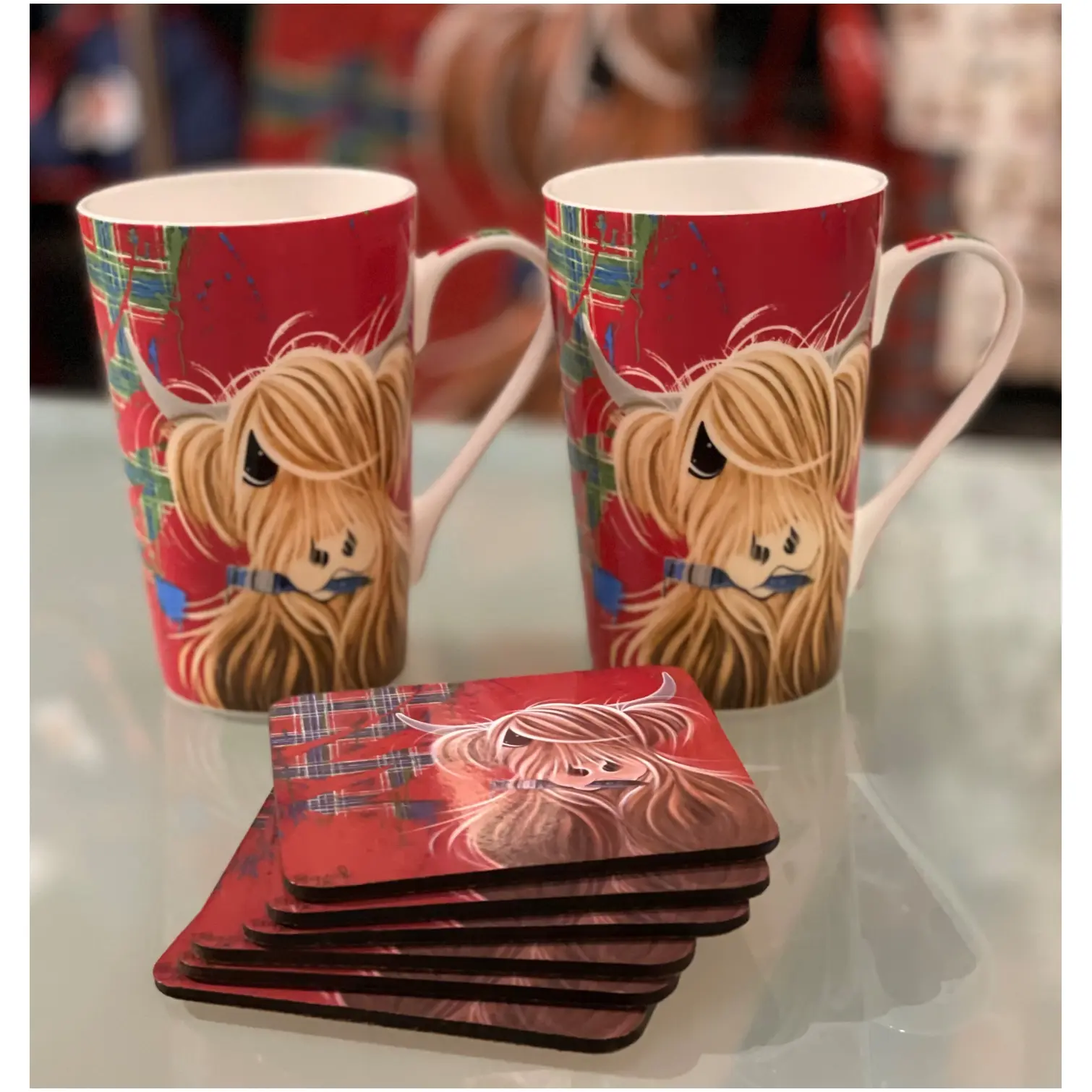 McMoo Tartan Paint Large Mug