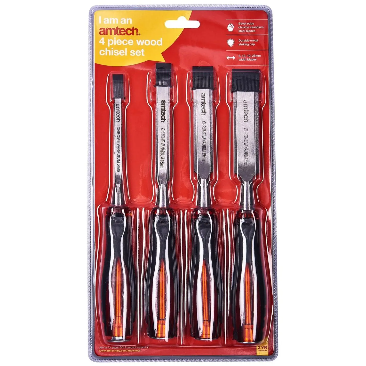 amtech 4 Piece Go Thru Wood Chisel Set