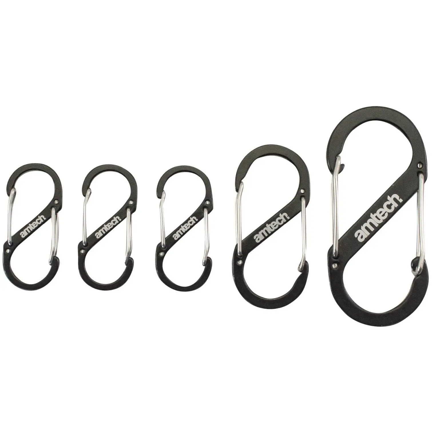 Am-Tech 5 Piece Dual Carabiner Set