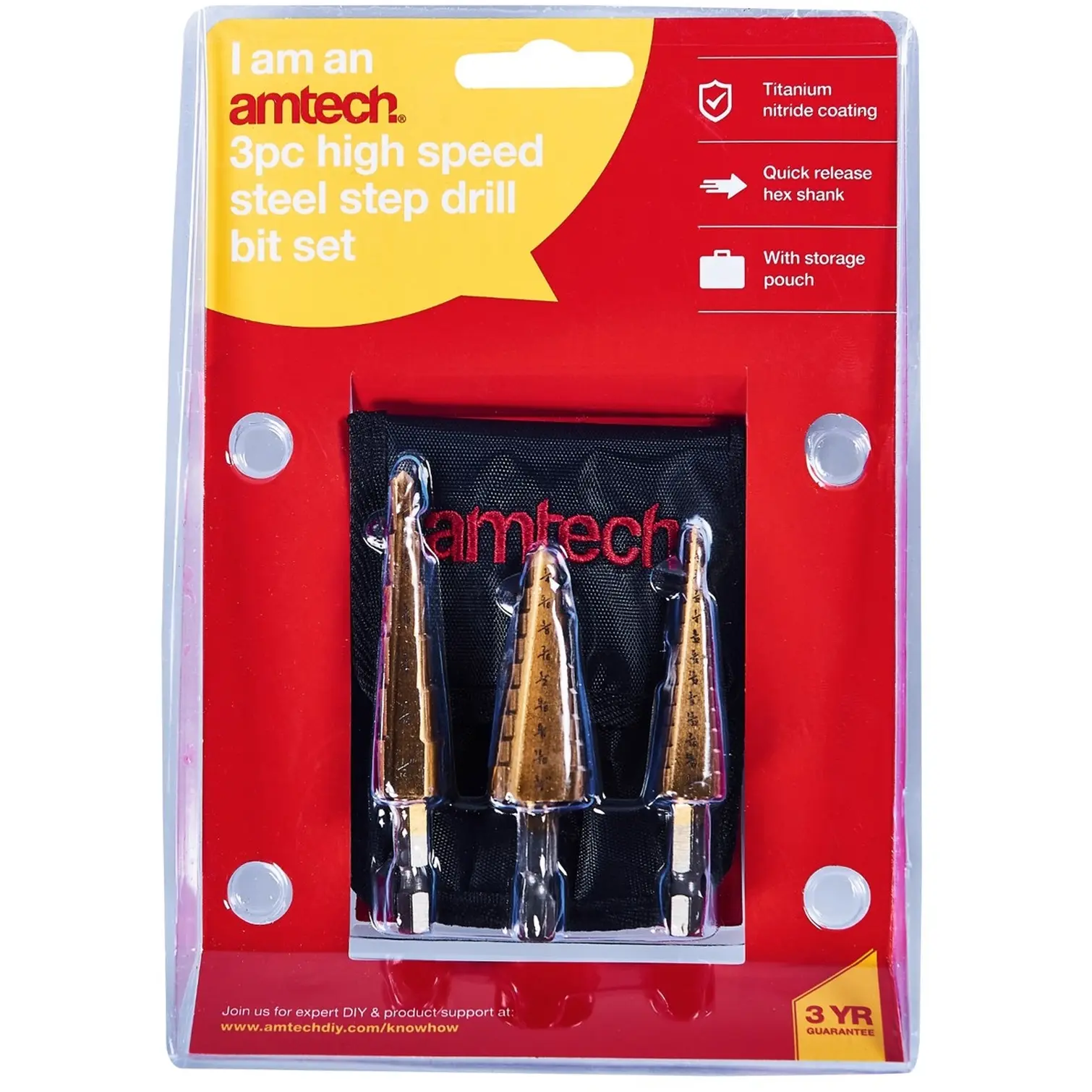 DKT0524_2 amtech 3pc Step Drill Bit Set