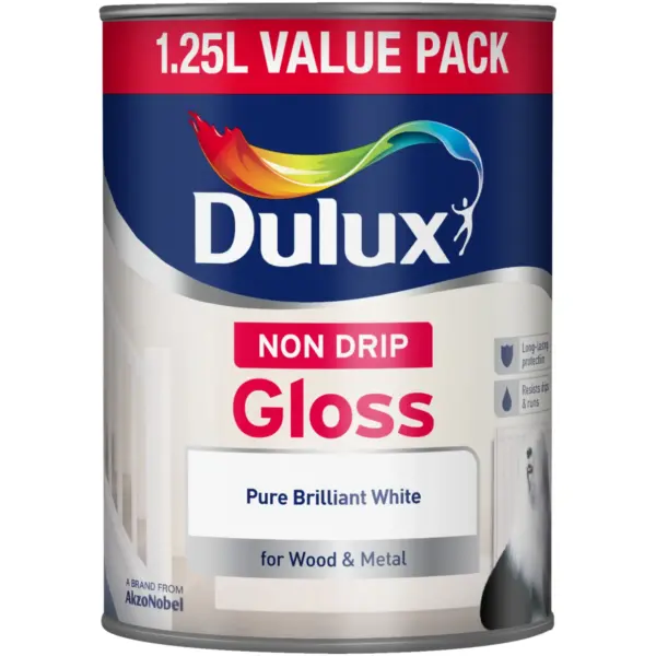 Dulux Non Drip Gloss Pure Brilliant White 1.25 Litre