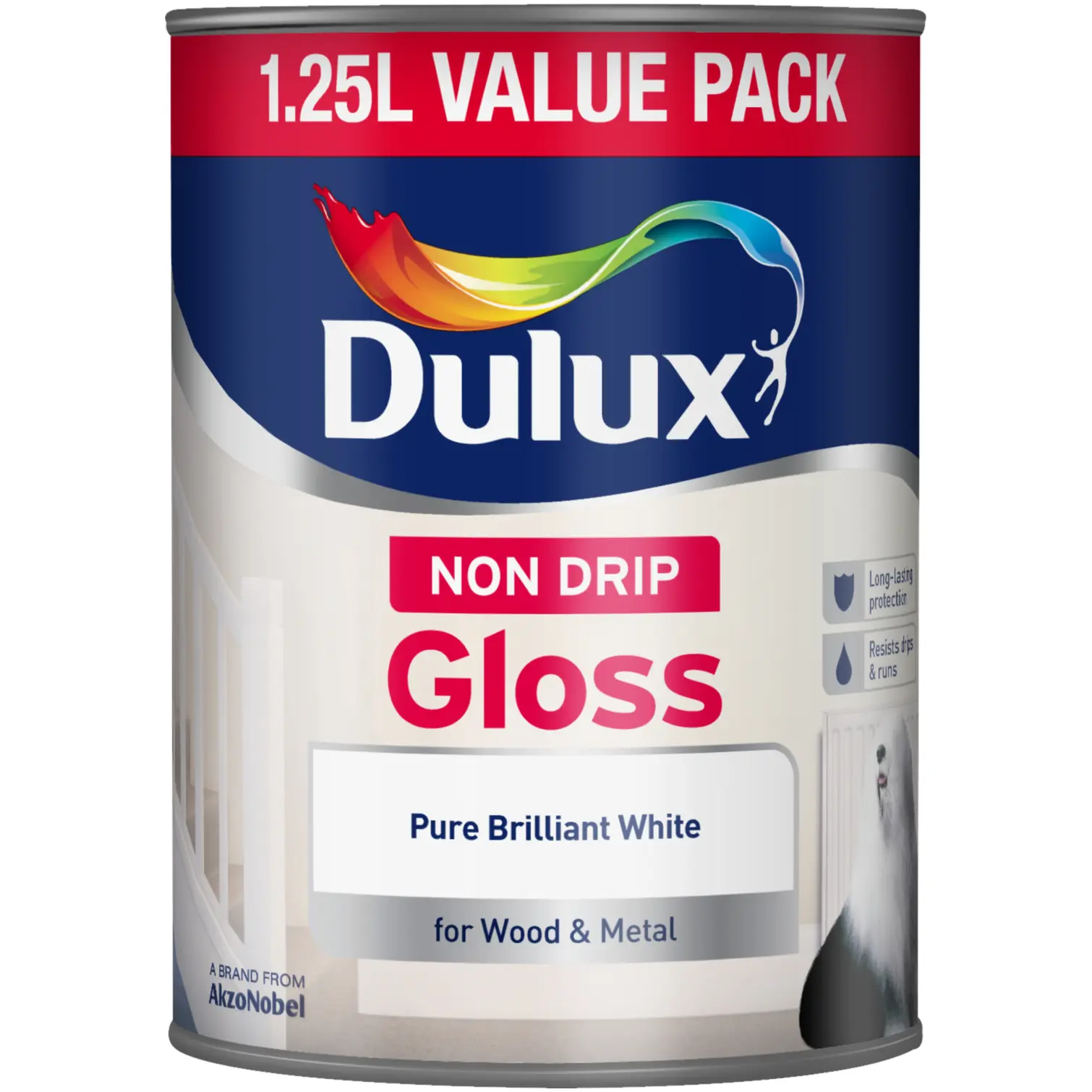Dulux Non Drip Gloss Pure Brilliant White 1.25 Litre