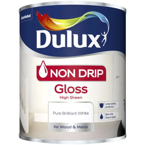 Dulux Non Drip Gloss Pure Brilliant White 750ml