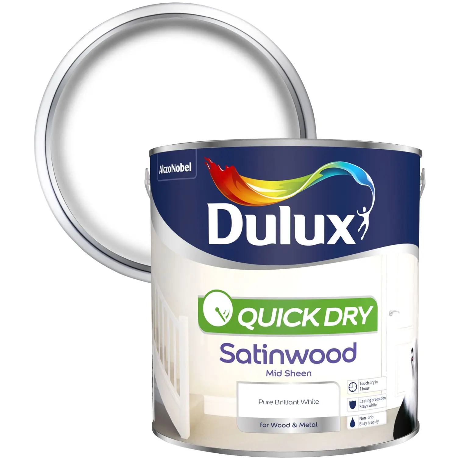 Dulux Quick Dry Satinwood Pure Brilliant White 2.5L