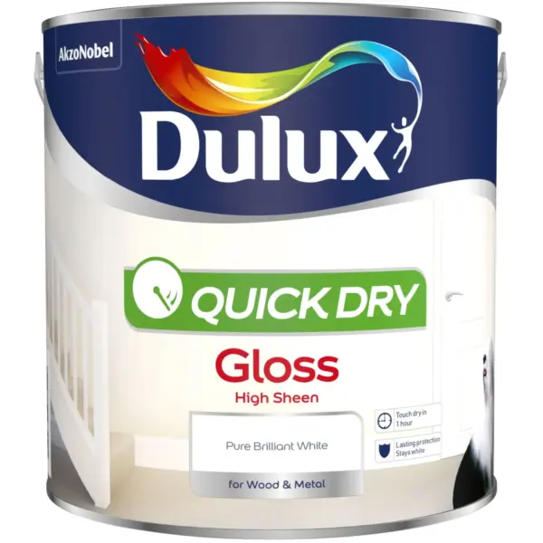 Dulux Quick Dry Water Based Gloss Pure Brilliant White 2.5L