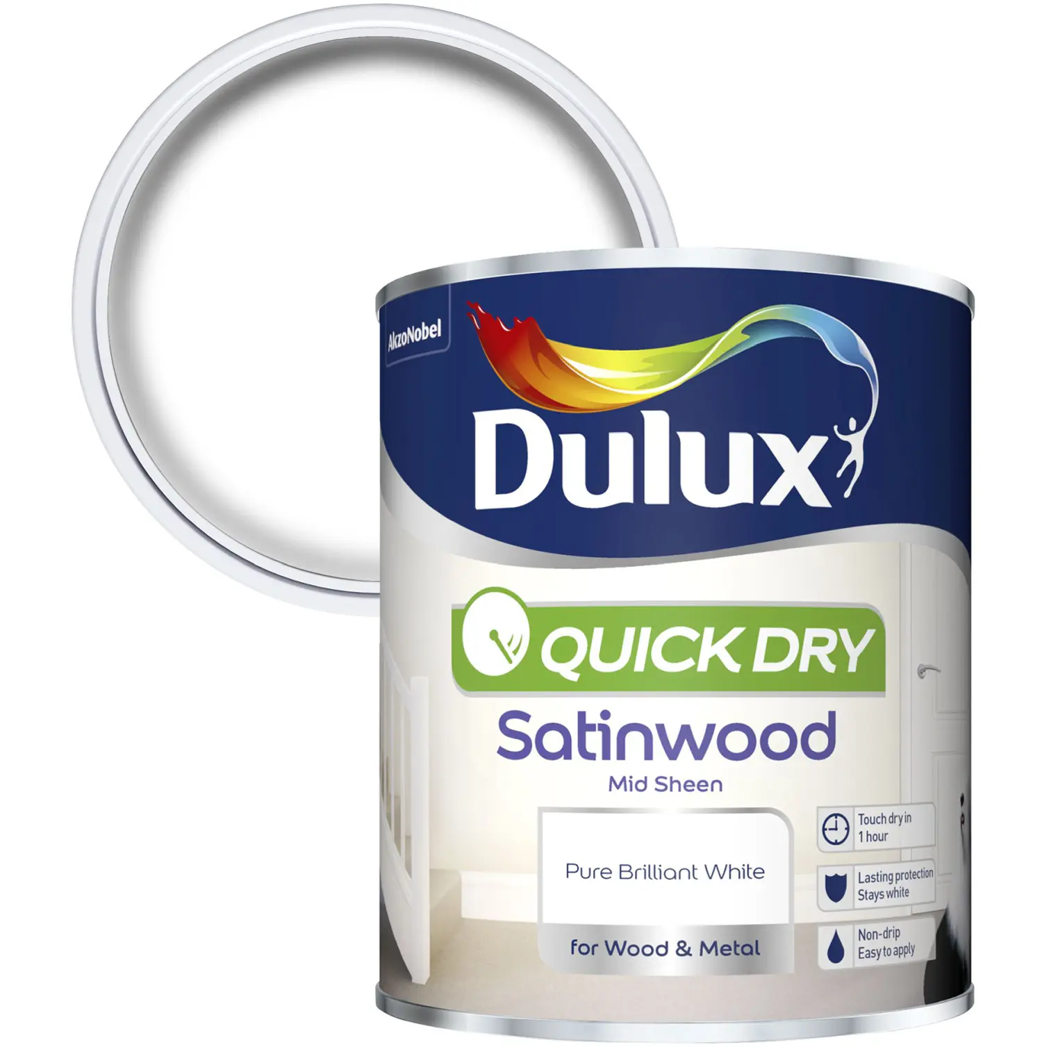 Dulux Quick Dry Satinwood Pure Brilliant White 750ml