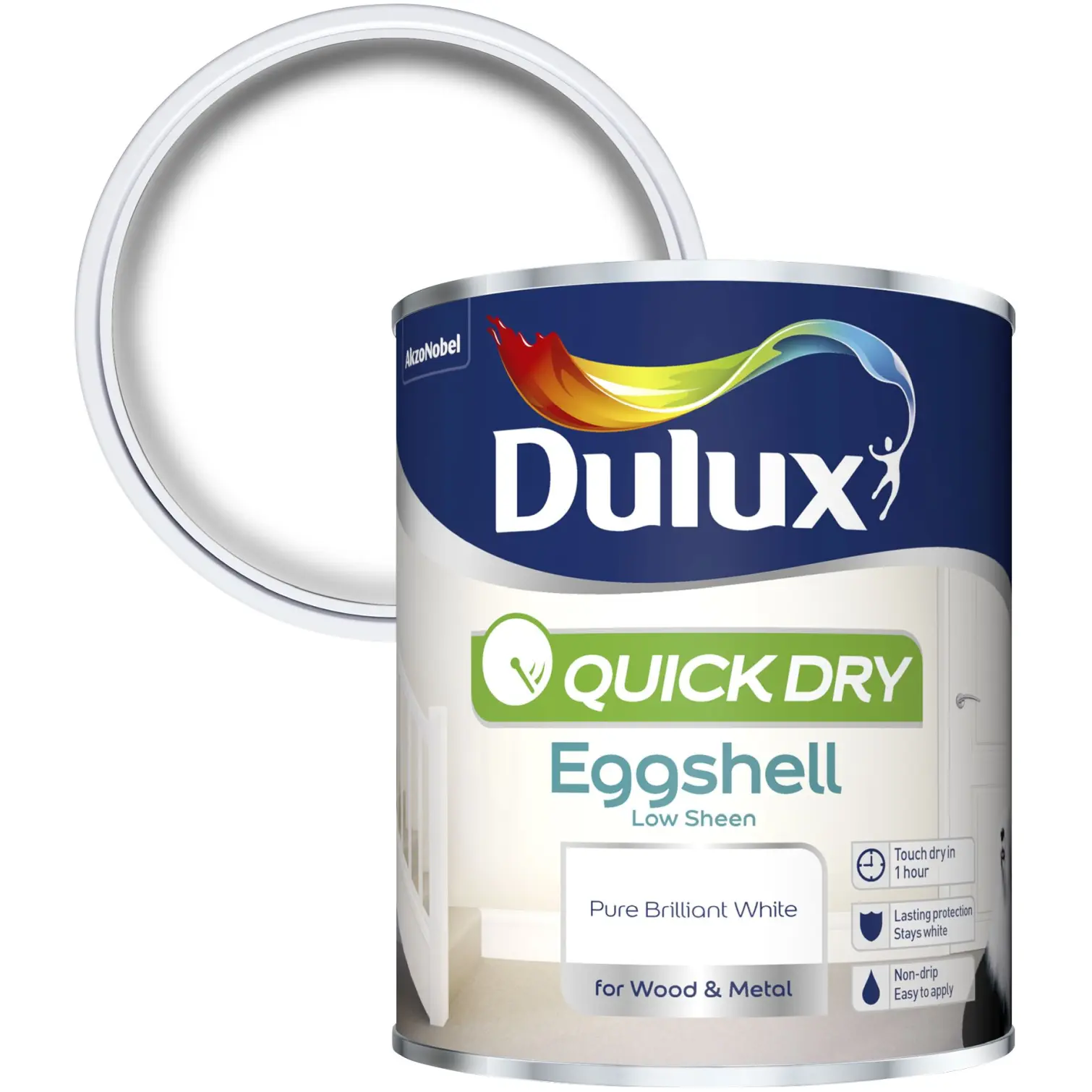 Dulux Quick Dry Eggshell Pure Brilliant White 750ml