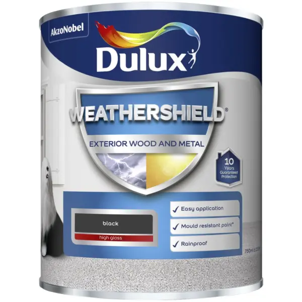 Dulux Weathershield Exterior Gloss Black 750ml