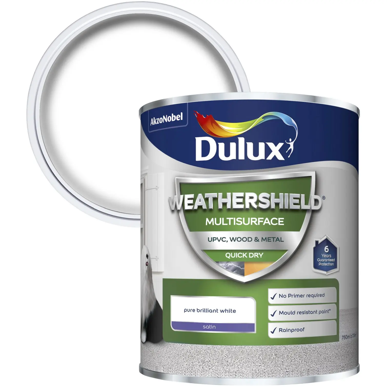 Dulux Weathershield Multi Surface Paint Pure Brilliant White 750ml