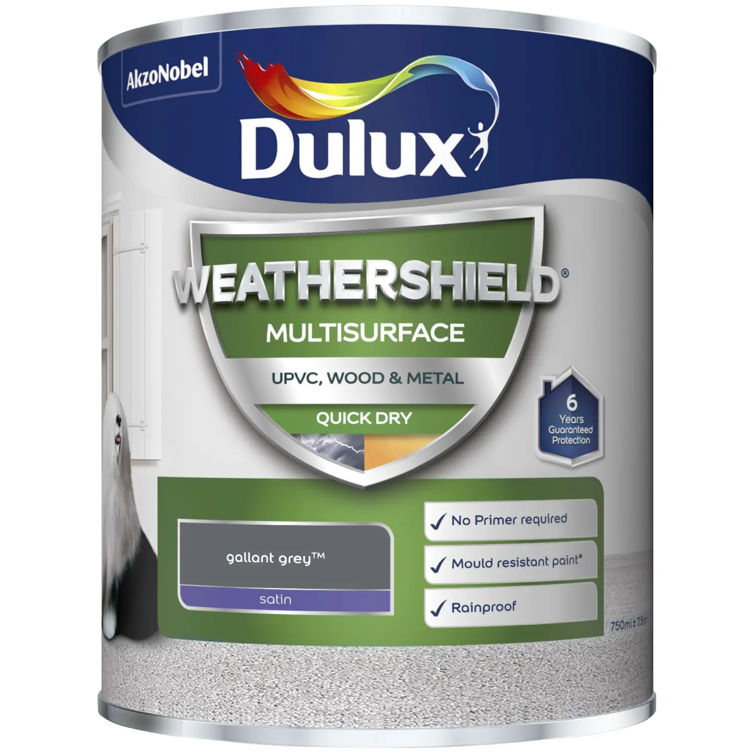 Dulux Weathershield Multi Surface Paint Gallant Grey 750ml