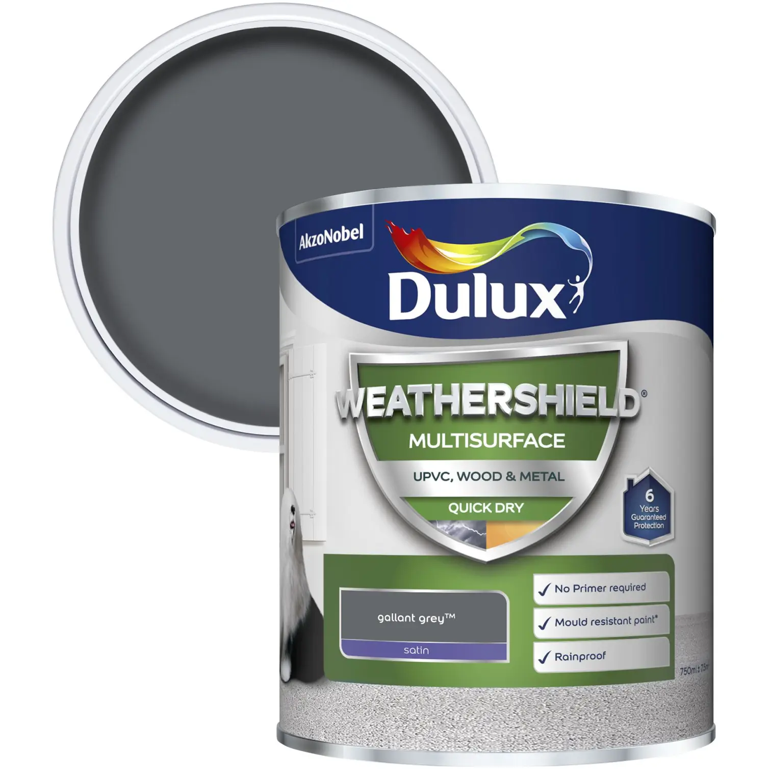 Dulux Weathershield Multi Surface Paint Gallant Grey 750ml