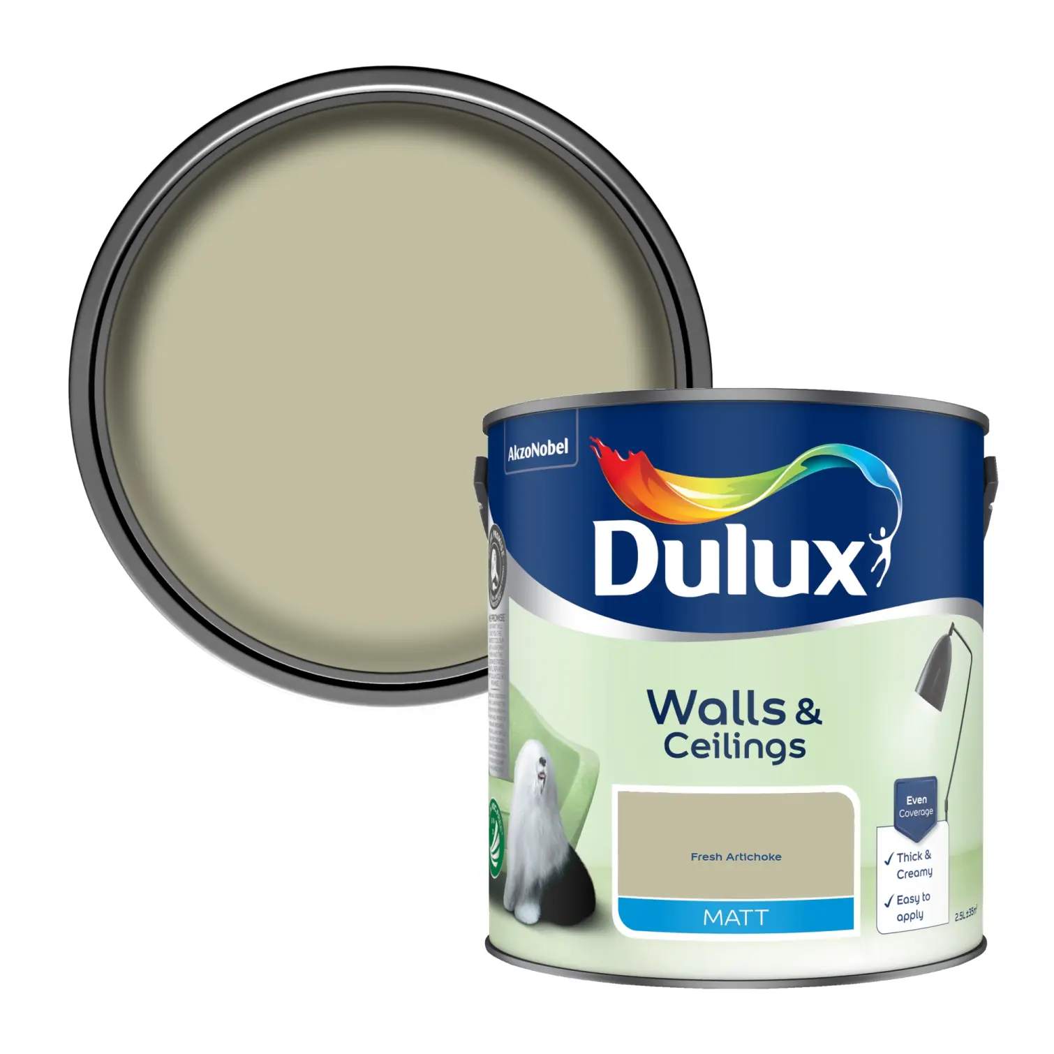 Dulux 2.5Ltr Matt Fresh Artichoke
