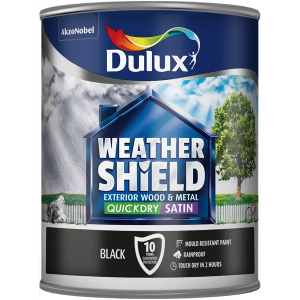 Dulux Black Weathershield Satin 750ml