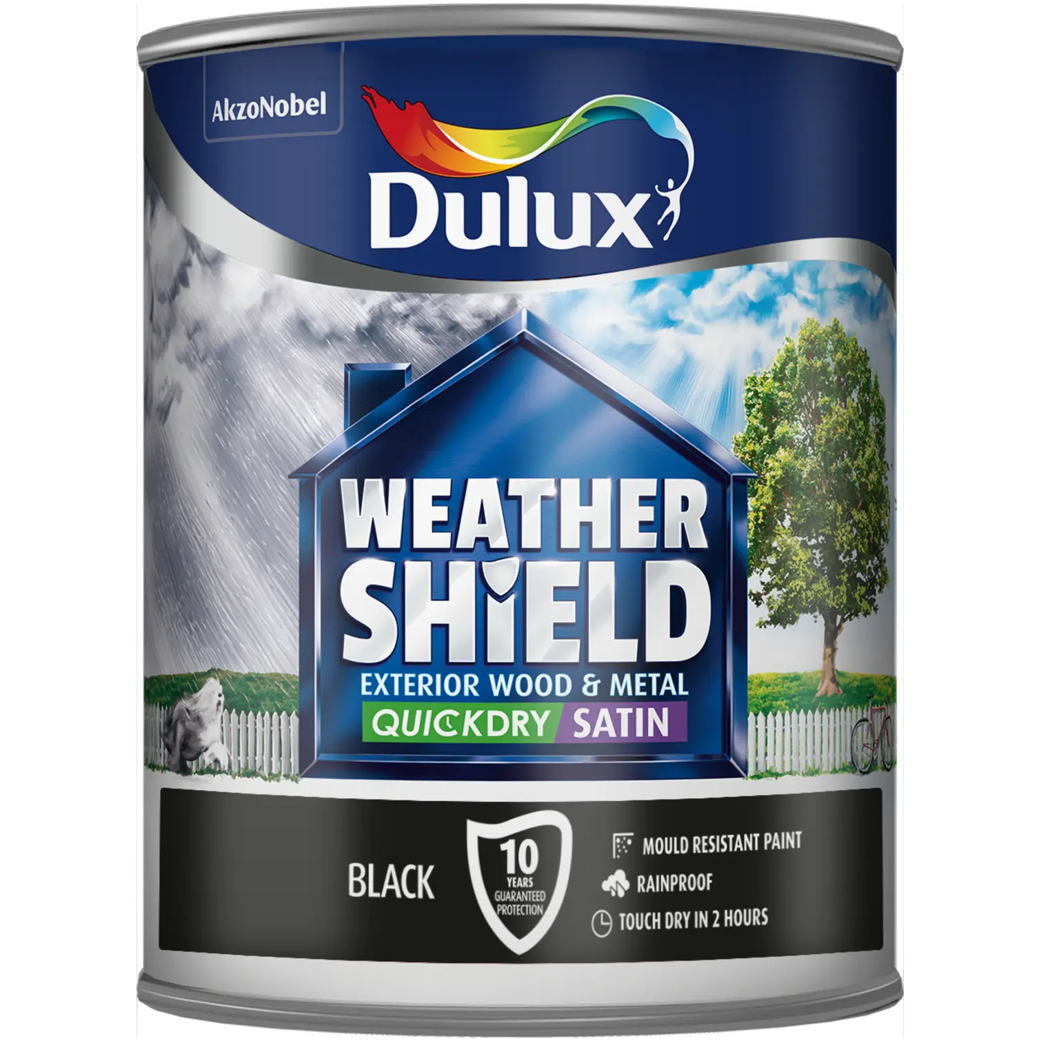 Dulux Black Weathershield Satin 750ml