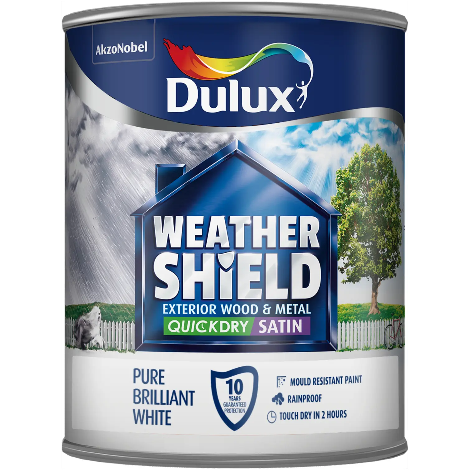 Dulux Quick Dry Weathershield Satin Pure Brilliant White 750ml