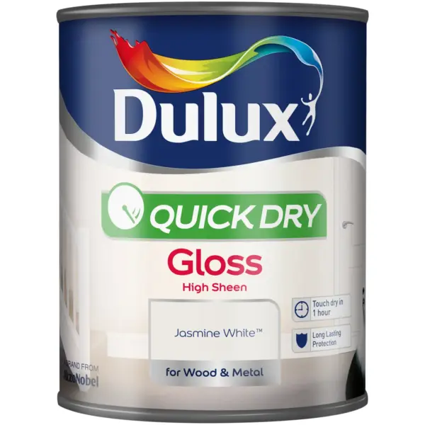 Dulux Quick Dry Gloss Jasmine White 750ml