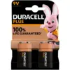 Duracell Plus PP3 9V Batteries pk2