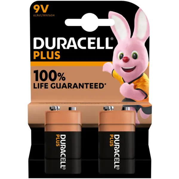 Duracell Plus PP3 9V Batteries pk2