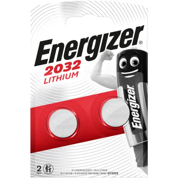 DUR0094 Energizer CR2032 Coin Cell Lithium Batteries pk2