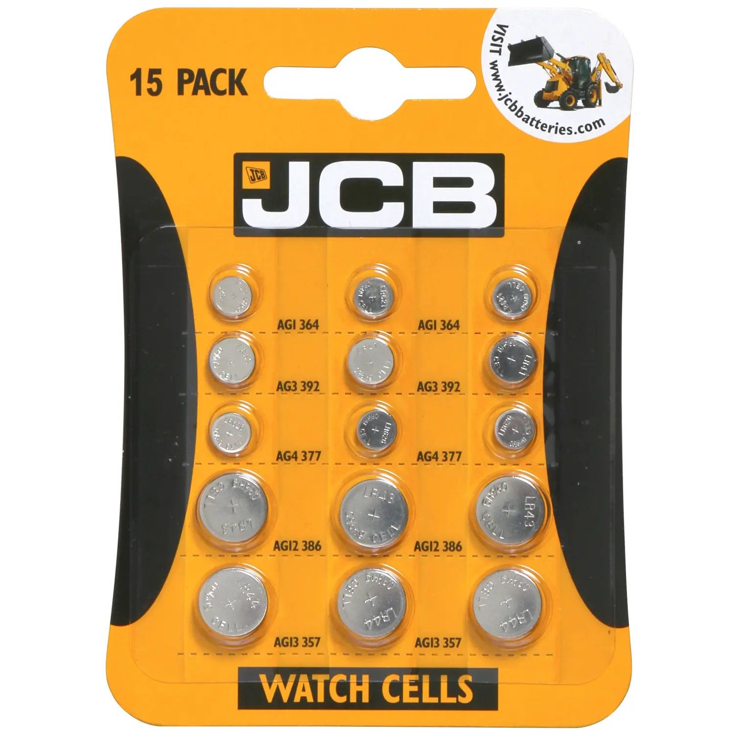 JCB Assorted Button Cell Batteries pk15