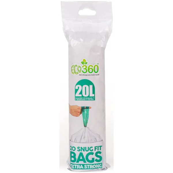Eco360 Snug Fit Bin Liners Extra Strong 20 Litre Capacity Pack of 20