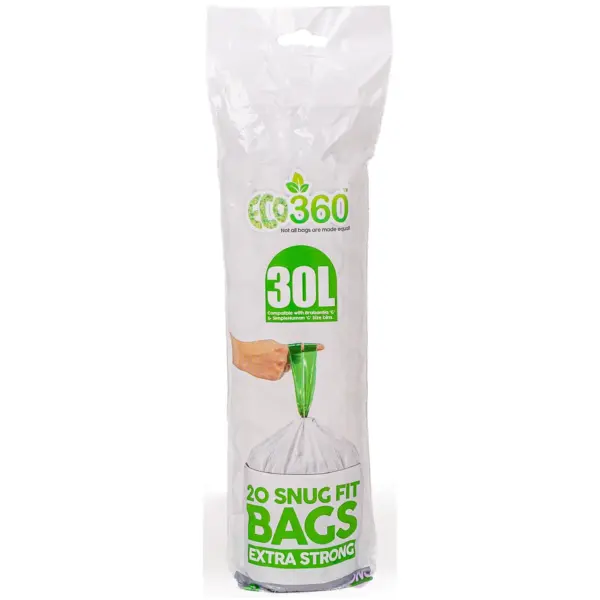 Eco360 Snug Fit Bin Liners Extra Strong 30 Litre Capacity Pack of 20