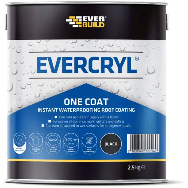 EVB0085 Everbuild Evercryl One Coat Roof Coating Black 2.5 Litre