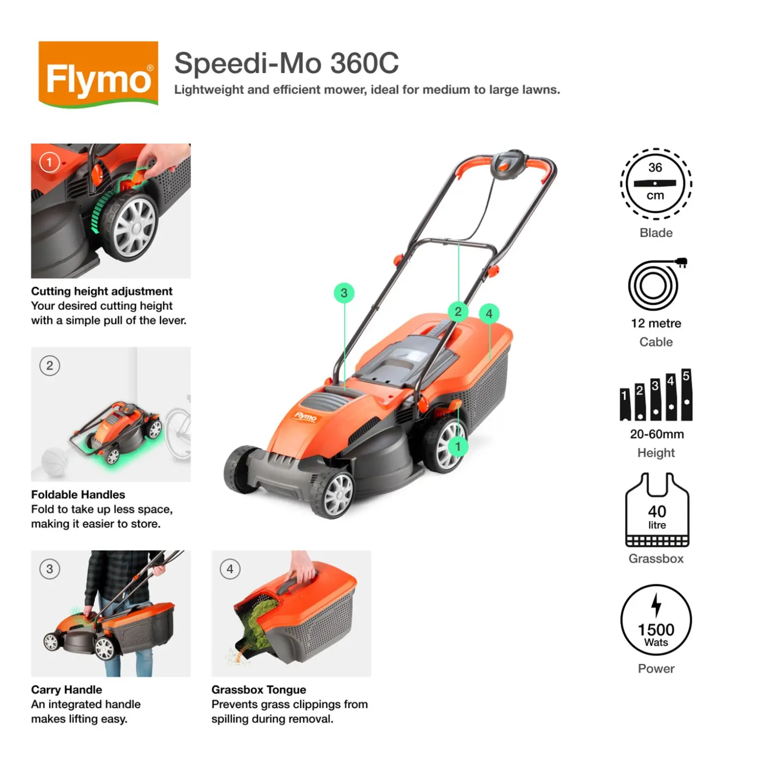 Flymo SpeediMo 360 Corded Rotary Lawn Mower