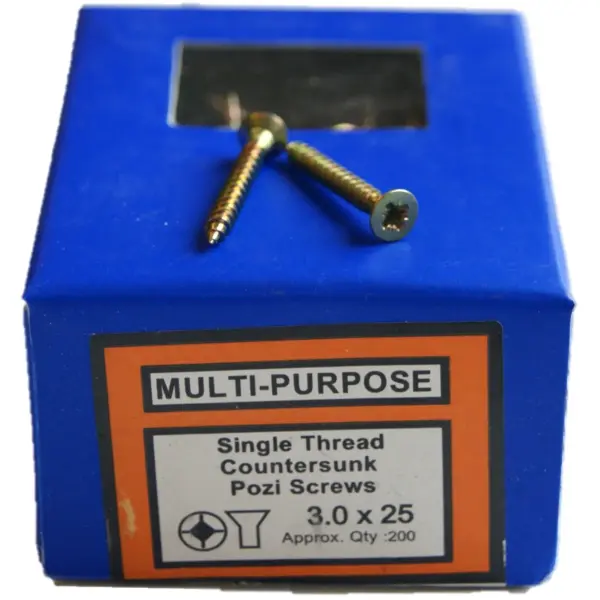 Countersink Pozidrive Screws Zinc Yellow Passivated 3.5mm x 25mm Box of 200
