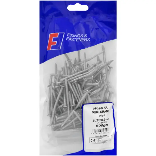 Forgefix Annular Ring Shank Nails 3.35x65mm 500g