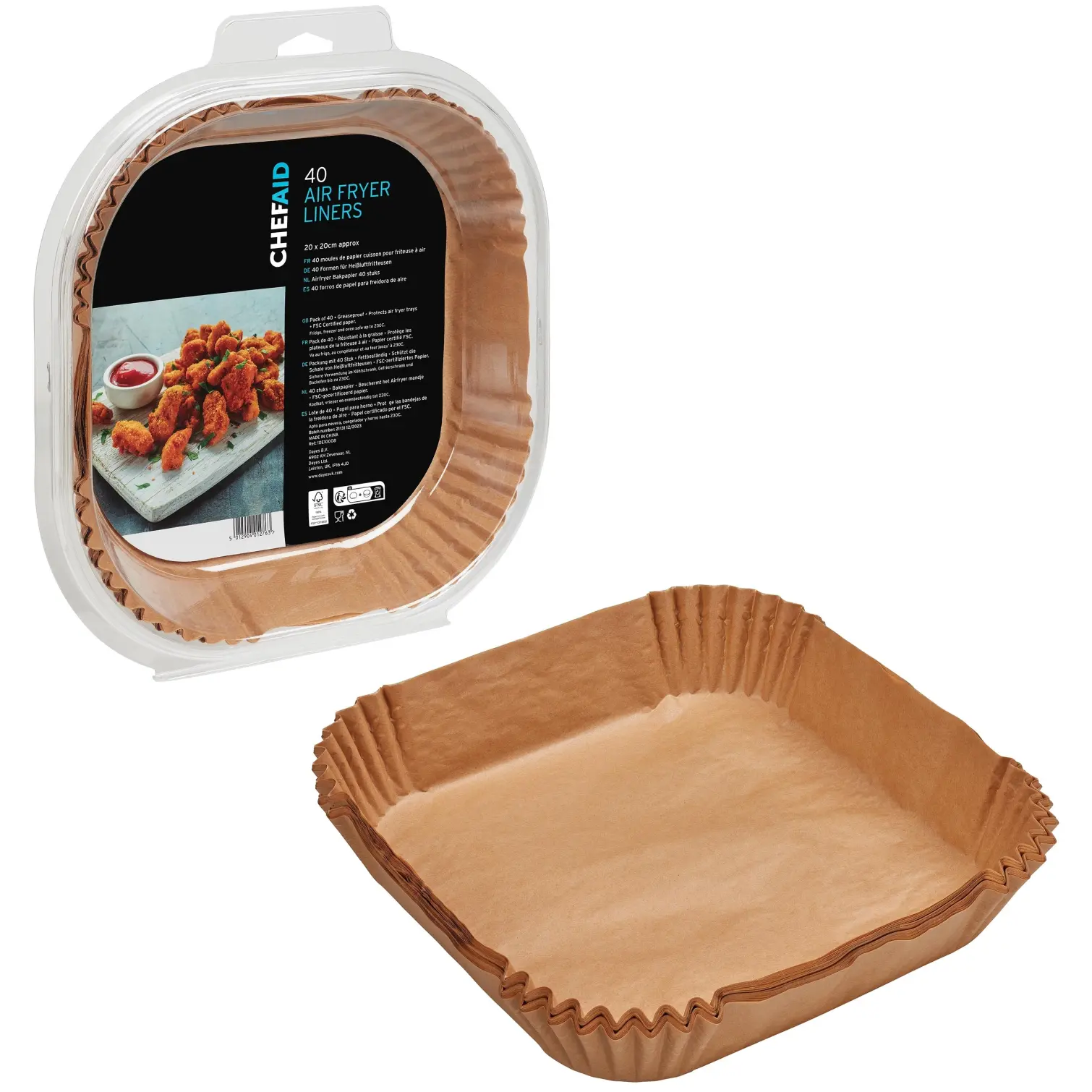 Chef Aid Air Fryer Liners 20x20cm 40 Pack