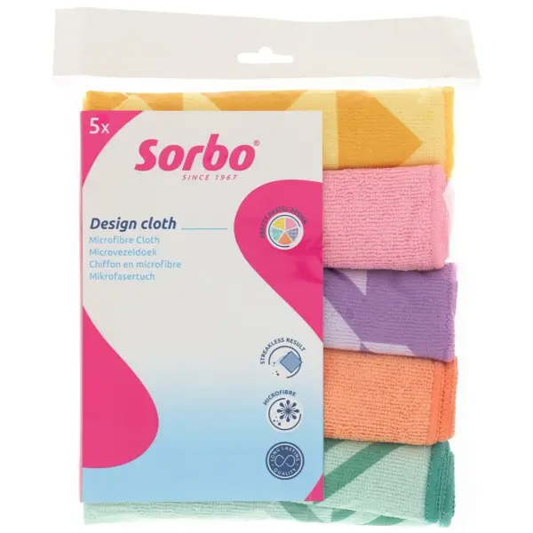 Sorbo Microfibre Cloths Pastel Prints Pack of 5