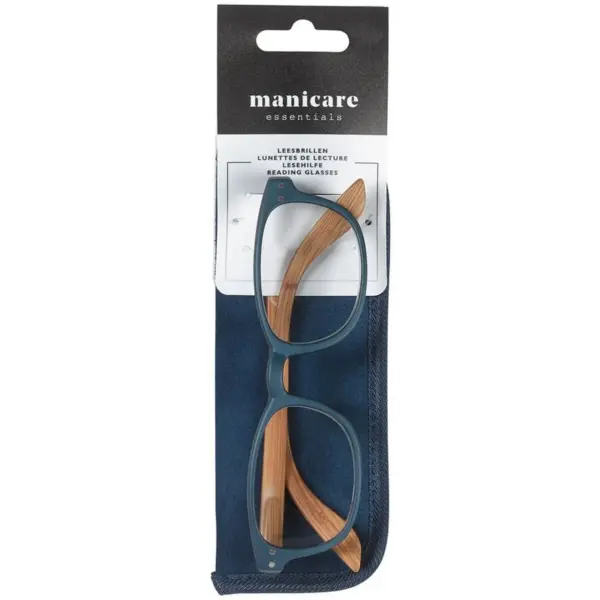GEO0851 Manicare Reading Glasses Blue/Wood +3.5